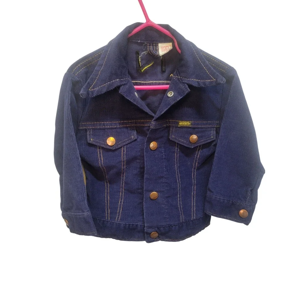 Vintage Maverick Western Style Toddler Corduroy Jacket Navy Blue Cowboy Small‎
